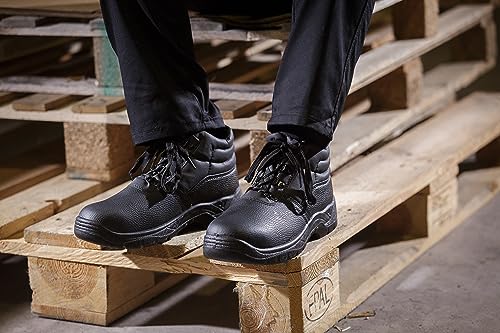 Blackrock Chukka Work Boots, Safety Boots, Safety Shoes, Steel Toe Cap, Mens Womens Ladies, Work Shoes, Black, Gardening, Lightweight, Leather, Wide Fit, Non Slip, On Site - Size 3