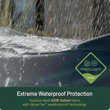 AWNIC 3 Seater Garden Swing Seat Cover Waterproof, 420D Swing Chair Covers Windproof Anti-UV Heavy Duty Fabric Large Outdoor Garden Hammock Cover with Zips 210x125x170cm Black