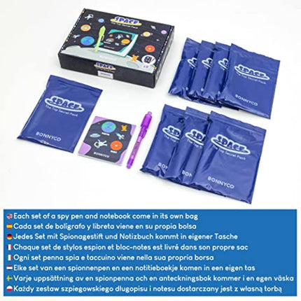 BONNYCO Invisible Ink Pen and Notebook, Pack 8 Space Party Bag Fillers for Kids, Pinata Toys | Birthday Decorations | Stocking Fillers for Kids Birthday | School Prizes, Space and Universe Gifts