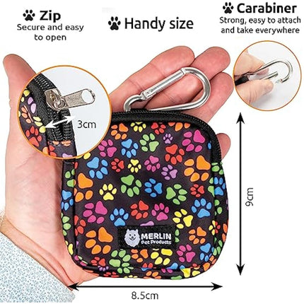 Small Dog Treat Bag, Dog Treat Training Pouch Bag, Pocket Size Travel Dog Walking Bag, Dog Walk Treats Pouch, Dog Treat Pouch, Pet Bag For Lead Treats, Pet Treat Pouch For Training (Pawprint)