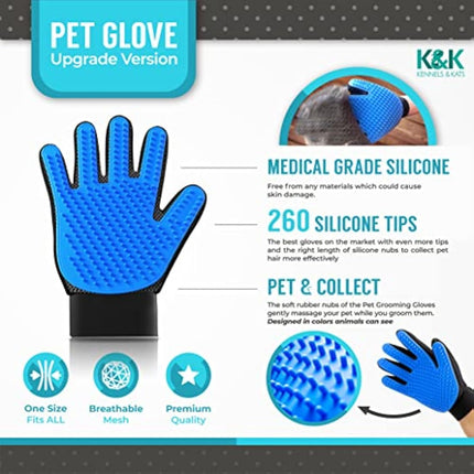 KENNELS & KATS Pet Grooming Glove | Pet Brush Glove | Premium De-shedding Glove for Easy, Mess-free Grooming with 260 Tips | Grooming Mitt For Dogs, Cats, Rabbits & Horses with Long/Short/Curly Hair