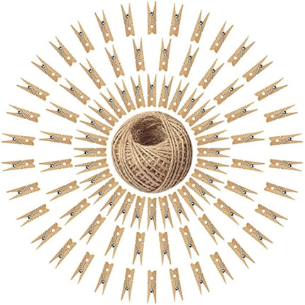 jijAcraft 3.5cm Mini Wooden Pegs: 100Pcs Mini Photos Pegs for DIY Crafts Brown Photo Display Clips Small Wooden Clothes Peg for Hanging Photos Cards