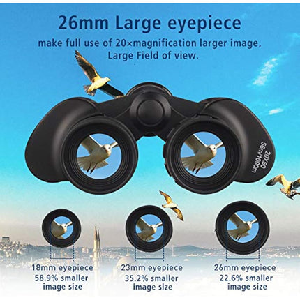 20x50 High Power Binoculars for Adults with Clear Vision, BAK4 Prism, FMC Lens, Waterproof Binoculars Telescope for Bird Watching Hunting Travel Football Games Stargazing with Carrying Case and Strap
