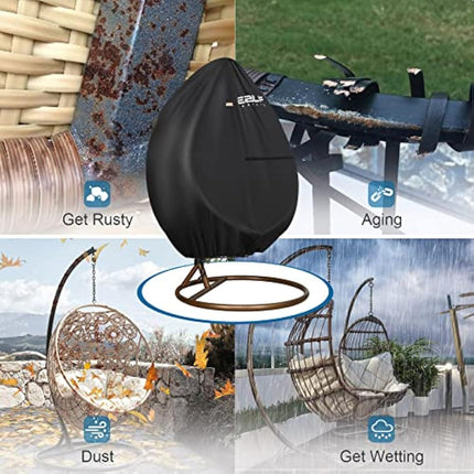 Ezilif Egg Chair Cover, 420D Heavy Duty Oxford Egg Chair Covers Waterproof, Hanging Egg Chair Cover with Waterproof Zipper, UV-Anti & Windproof Cover for B&M & Aldi Swing Chair, 190 x 115cm