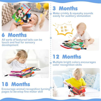 beiens Baby Books Toys, Sensory Books Touch and Feel Crinkle Cloth Books for Babies, Baby Essentials for Newborn, Car Seat Toys Gifts for 0 3 6 12 Months