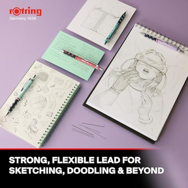 rOtring Tikky Pastel Mechanical Pencils | HB 0.5 mm | Tea Rose | with Comfort Rubber Grips | 12 Count