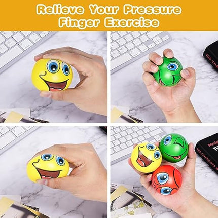 Ainiv Squeeze Stress Balls, 12pcs Stress Relief Ball, Sensory Stress Ball for Kids and Adults, Hand Exercise Stress Relief Balls, Squeeze Toys for Anxiety, Fidget, Tension, Manage Anger-Funny