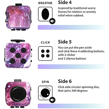 Paochocky Galaxy Fidget Toy Cube Toy with Click Ball, Anti-anxiety Anti-Stress Fidget Toys for Children, Teen, Adult Stress Reliever