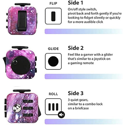 Paochocky Galaxy Fidget Toy Cube Toy with Click Ball, Anti-anxiety Anti-Stress Fidget Toys for Children, Teen, Adult Stress Reliever