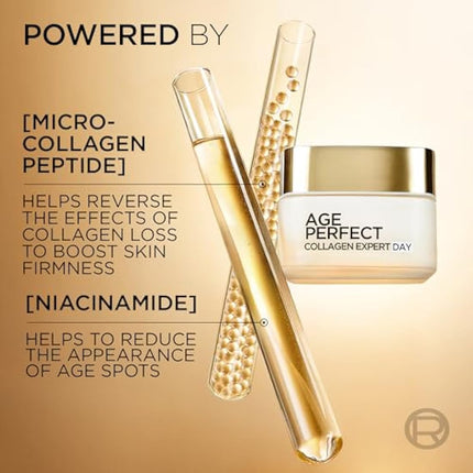 L’Oréal Paris Age Perfect Collagen Expert Retightening Day Cream 50+, For Visibly Firmer more Supple Skin, Moisturise and Hydrated Skin, Formulated with Collagen AA Fractions, 50ml