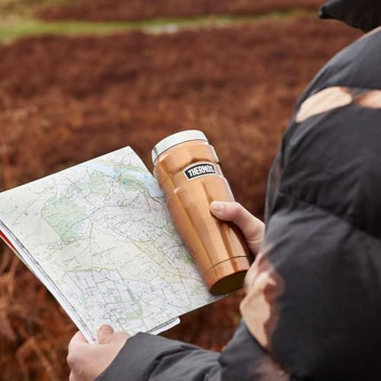 Thermos Stainless King Travel Tumbler & Multi- Purpose Flask- 470ml Insulated Hot & Cold Water Bottle for Daily Commute & Weekend Adventures - Sleek Design in Raspberry, 5-Year Durability