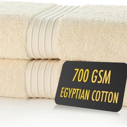 ALSAP Butter Cream Hand Towels Pack of 2 - Ultra Soft Super Absorbent 700 GSM Egyptian Cotton Towels - Bathroom Linen Sets - Luxury Hotel Quality