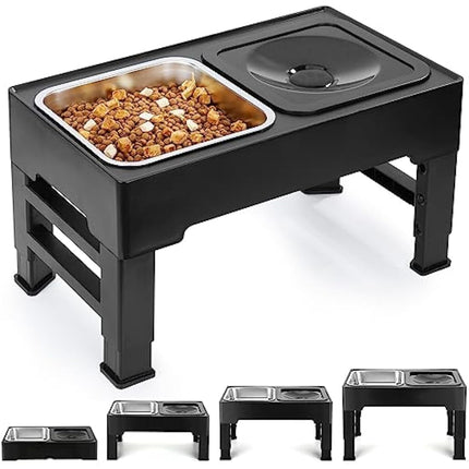 PETTOM Raised Dog Bowl 2x1600ML, Dog Bowls with Stand 4 Height Adjustable for Large Medium Small Dogs, Non Spill Dog Water Bowl & Stainless Steel Dog Food Bowl Set