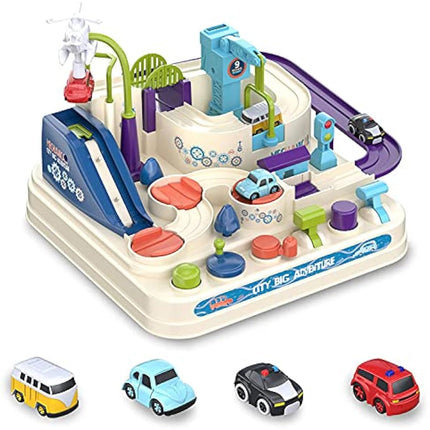 TODARRUN Car Adventure Toys,Cars Race Track Toys with 4 Toy Vehicle,Preschool Educational & Interactive Toy for Toddlers 3 4 5 6 7 8 Year Old Boys Girls
