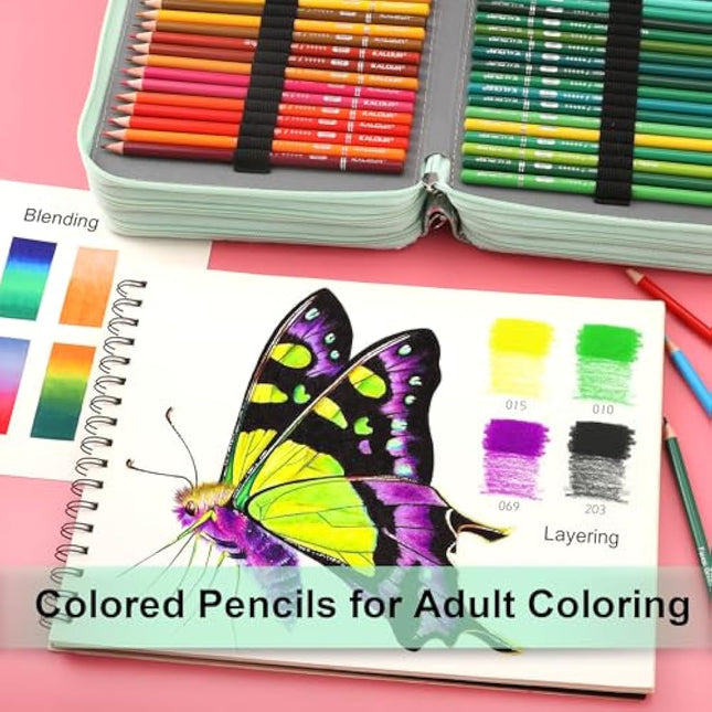 KALOUR 256 Colored Pencils Set for Adult Coloring,Soft Core Pencils for Drawing Blending Shading,Gift for Adults Artist Beginners