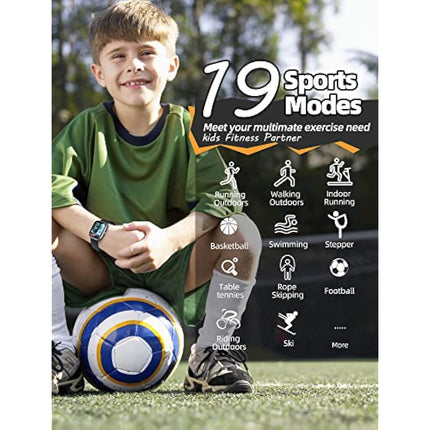 Slothcloud Kids Smart Watch for Boys Girls,IP68 Waterproof Fitness Activity Tracker Watch,Heart Rate Sleep Monitor,8 Sport Modes,Pedometers,Calories Counter,Alarm Clock,Kids Gifts Teens 5+ (Black)