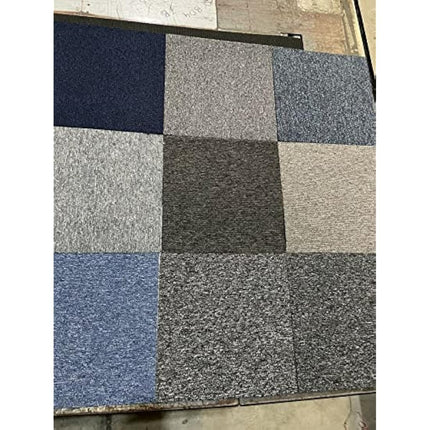 12 x Mixed Random Colour Carpet Tiles (40cm x 40cm) Heavy Duty Home Commercial Retail Office Shop Premium Flooring Rugs Floor Tile Hardwearing Anti-Slip Floor Covering, Bitumen Backed