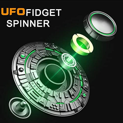 UFO Fidget Spinner Toy, Luminous Spinning Top Cool Gadget Gift For Kids Adults,Spaceship Finger Hand Spinner Fingertip Gyro Metal for Stress Relief, Glow in the Dark Toy Star Ship for Boy Girls