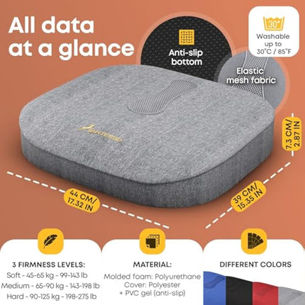 Orthopedic Seat cushion [PATENTED & STABLE] Support for Haemorrhoids Lumbar Coccyx | Seat cover office chair car wheelchair | seat cushion, ergonomic back cushion, pressure cushion - SANTERGO