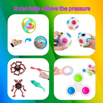 Lubibi 40 PCS Fidget Toys Set for Kids, Fidget Sensory Toys Pack With Stab Pop Toy, Infinite Cube For Autism, ADHD, Stress Relief, Anti-Anxiety Toys Fidget Box Gift for Children, Teen, Student