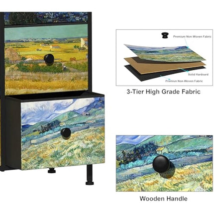 VEDECASA Van Gogh Drawer Dresser for Bedroom Chest of Drawers with Sturdy Steel Frame Wood Top Drawer Storage Organizer for Entryway Living Room Hallway Office (8 Drawers)