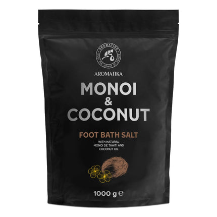 Foot Bath Salt Monoi de Tahiti - Coconut 1000g - Pedicure Foot Bath Salt - Foot Bath Additive with Monoi de Tahiti and Coconut Oil - Natural Sea Salt