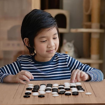 Bamboo 2-Centimeter Etched Reversible 19x19 / 13x13 Go Game Set Board with Single Convex Melamine Stones and Bamboo Bowls Set - Classic Strategy Board Game (Baduk/Weiqi)