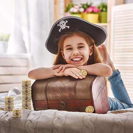 Metal Pirate Coins – 100 Gold Treasure Coin Set, Metal Replica Spanish Doubloons for Board Games, Tokens, Toys, Cosplay – Realistic Money Imitation for Treasure Chest, Large Size 30 mm