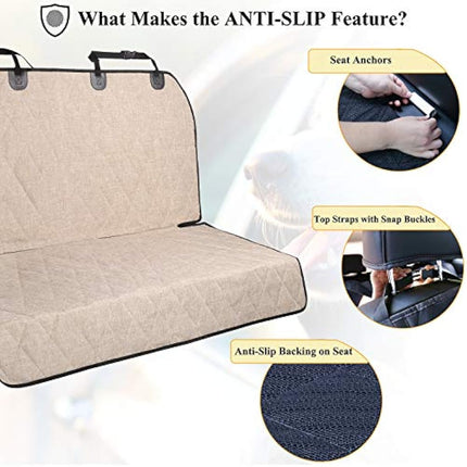 VIVAGLORY Dog Seat Covers, Dog Backseat Cover Pet Bench Protectors with Anti-Slip Backing, Back Seats Cover Rear Seat Covers Car Seat Cover for Dogs, Heather Khaki, S