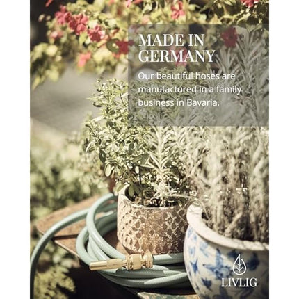 LIVLIG Garden Hose 50m, hosepipes for Garden 1/2 inch Made in Germany, 50m Hose Pipe Made of Recycled PVC, dimensionally Stable, Colour: Green