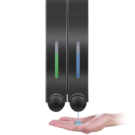 WANGCL Wall Mounted Soap Dispenser Shower Lotion Shampoo Gel Cotainer for Bathroom Toilet in Office Cafe Restaurant Hotel - Double Black