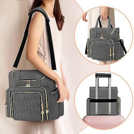 Betoores Nail Polish Organiser, Double Layer Nail Polish Case with 2 Removable Bags Hold 70 Bottles (15ml - 0.5 fl.oz) Nail Varnish Storage Bag for Nail Dryer Manicure Tool, Nail Supplies - Grey