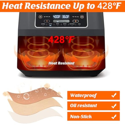 120Pcs Air Fryer Liners for Ninja Dual, Stone TH Disposable Airfryer Parchment Paper Liners Accessories Compatible with Ninja AF300UK AF400UK SL400UK AF500UK, Other Dual Zone Air Fryer