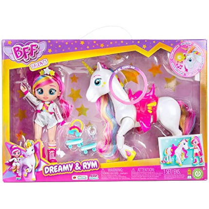 BFF BY CRY BABIES Dreamy & Rym - Deluxe Pack Includes the exclusive articulated Dreamy doll and her unicorn Rym-Gift Toy for Girls and Boys +3 Years