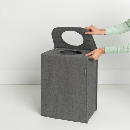 Brabantia - Laundry Bag Rectangular - Foldable Top - Quick-drop Opening - Space Efficient - Easy to Unload - Large Opening for Dirty Clothes - Pepper