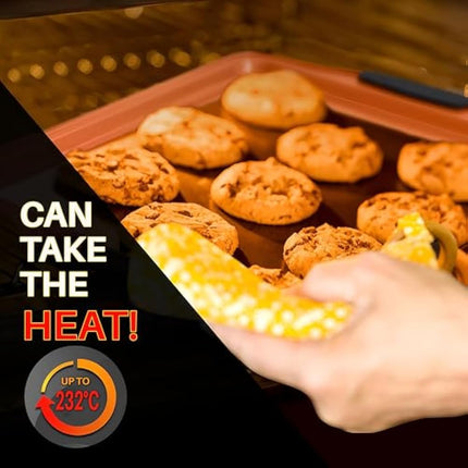 NutriChef 5 Piece Baking Pan Set - PFOA, PFOS, PTFE Free Flexible Nonstick Carbon Steel Bakeware Set - Home Kitchen Bake Pan Cookie Sheet Stackable Baking Tray Set w/Black Silicone Handles