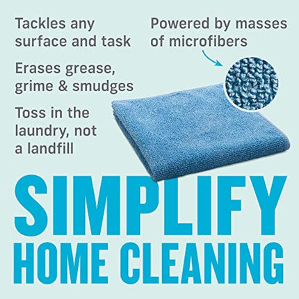 E-Cloth General Purpose Microfibre Cloth, Multipurpose Cleaning Cloth for Household Surfaces, Washable and Reusable, 100 Wash Promise, Blue, 10 Pack
