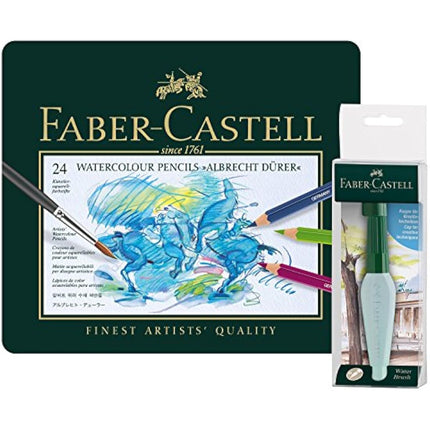 Faber-Castell 117590 Watercolour Pencils Albrecht Durer 24 Metal Case Art and Graphic Water Tank Brush