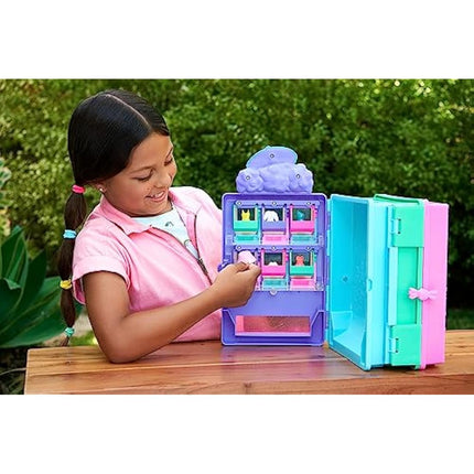 Polly Pocket Playset & 2 Dolls (3-inch), Candy Style Fashion Drop Vending Machine, 2-Stories, 35+ Pieces of Furniture, Clothes & Accessories, HKW12