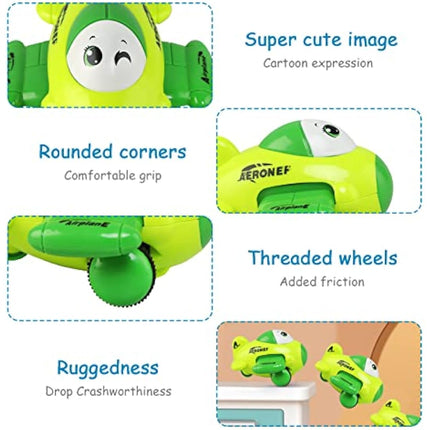 JoyPlus Baby Toy Cars for 1 2 3 Year Olds, 4 PCS Push and Go Airplane Cars, Friction Powered Airplane Toys, Pull Back Aircrafts Vehicle Set, Helicopter Gifts for 1 2 3 4 Year Olds Boys Girls