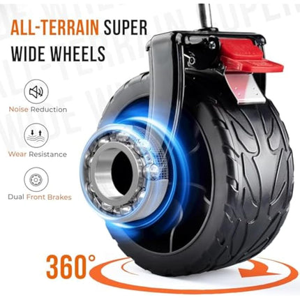 Overmont 150kg Festival Camping Trolley on Wheels - Heavy Duty Folding Beach Wagon Cart with Extra Wide Wheels, Adjustable Handle, Portable for Outdoor, Garden, Shopping, Fishing - Green