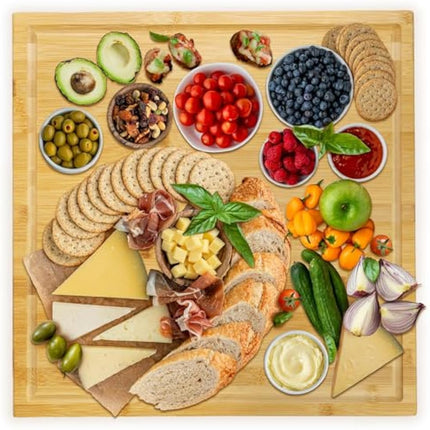 Utoplike Extra Large Chopping Board(50.7 x 50.7 x 2.5 cm), XL Bamboo Wooden Cutting Boards for Kitchen, Big Butcher Block Board with Handle and Juice Grooves