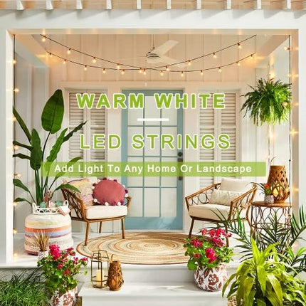 Kawaya Garden String Lights Mains Powered Outdoor Festoon Lights 45.7m / 150ft LED Outside Fairy Lights Waterproof with 73+3 Shatterproof Bulbs for Garden Gazebo Patio Festival Party Warm White