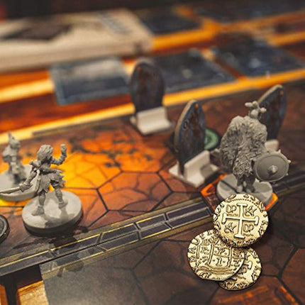 Metal Pirate Coins – 100 Gold Treasure Coin Set, Metal Replica Spanish Doubloons for Board Games, Tokens, Toys, Cosplay – Realistic Money Imitation for Treasure Chest, Large Size 30 mm