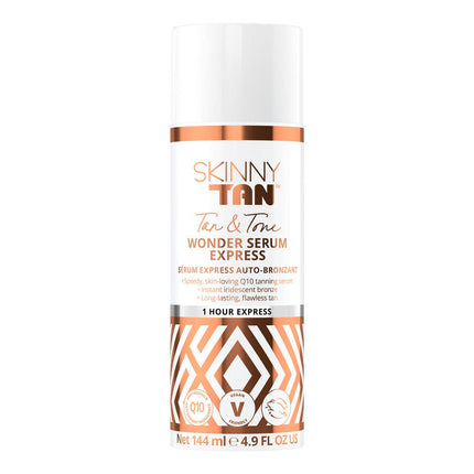 Skinny Tan Wonder Serum - 1 Hour Express Streak Free, Instant Fake Tan with Youth Boosting Q10 & Vitamin E, Vegan & Cruelty Free Skincare - 144ml
