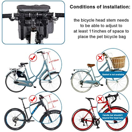 Ownpets Dog Bike Basket Bag Pet Carrier, Dog Car Seat with Safety Rope, Adjustable Shoulder Strap Portable Breathable Bicycle Basket Bag for Small Dogs and Cats