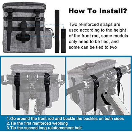 Ownpets Dog Bike Basket Bag Pet Carrier, Dog Car Seat with Safety Rope, Adjustable Shoulder Strap Portable Breathable Bicycle Basket Bag for Small Dogs and Cats