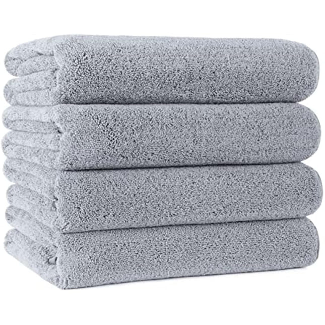 POLYTE Quick Dry Lint Free Microfibre Bath Towel, 76 x 145 cm, Pack of 4 (Grey)