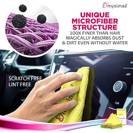mysimaa® Neon cleaning cloths premium professional microfibre all-purpose cleaning cloths without cleaning agents for streak-free shine in the home, car, office as well as for window mirror glas