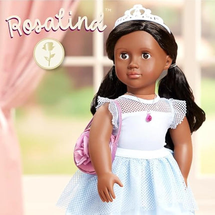 Our Generation - 46 cm Floral Fashion Starter Doll - Rosalind - Dark Brown Hair & Eyes - 3 Outfits & Styling Accessories in Gift Box - Pretend Play - Toys for Kids Ages 3+